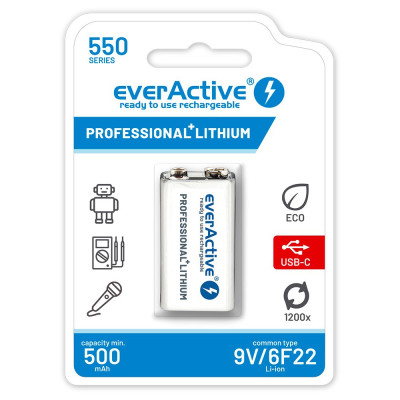 everActive 6F22 (9V) с USB-C зареждане