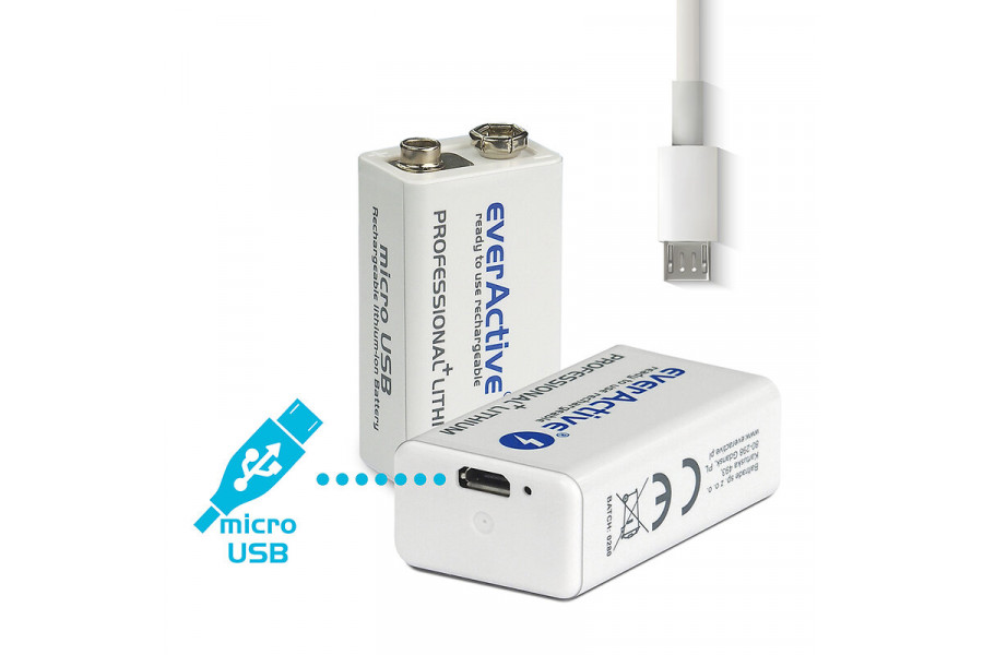 everActive 6F22 (9V) с micro-USB зареждане